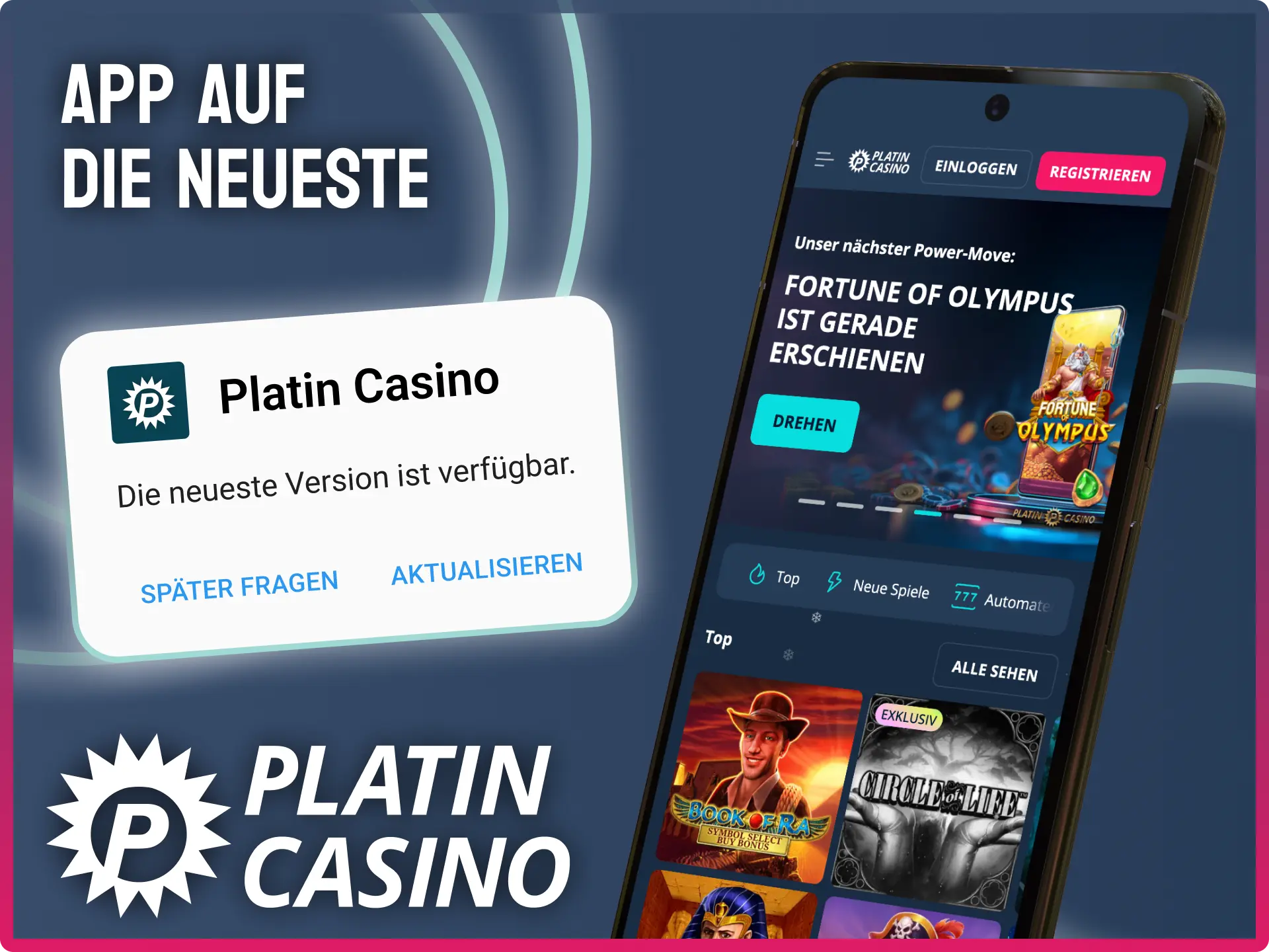 Platin Casino App auf Android aktualisieren und sicher spielen.
