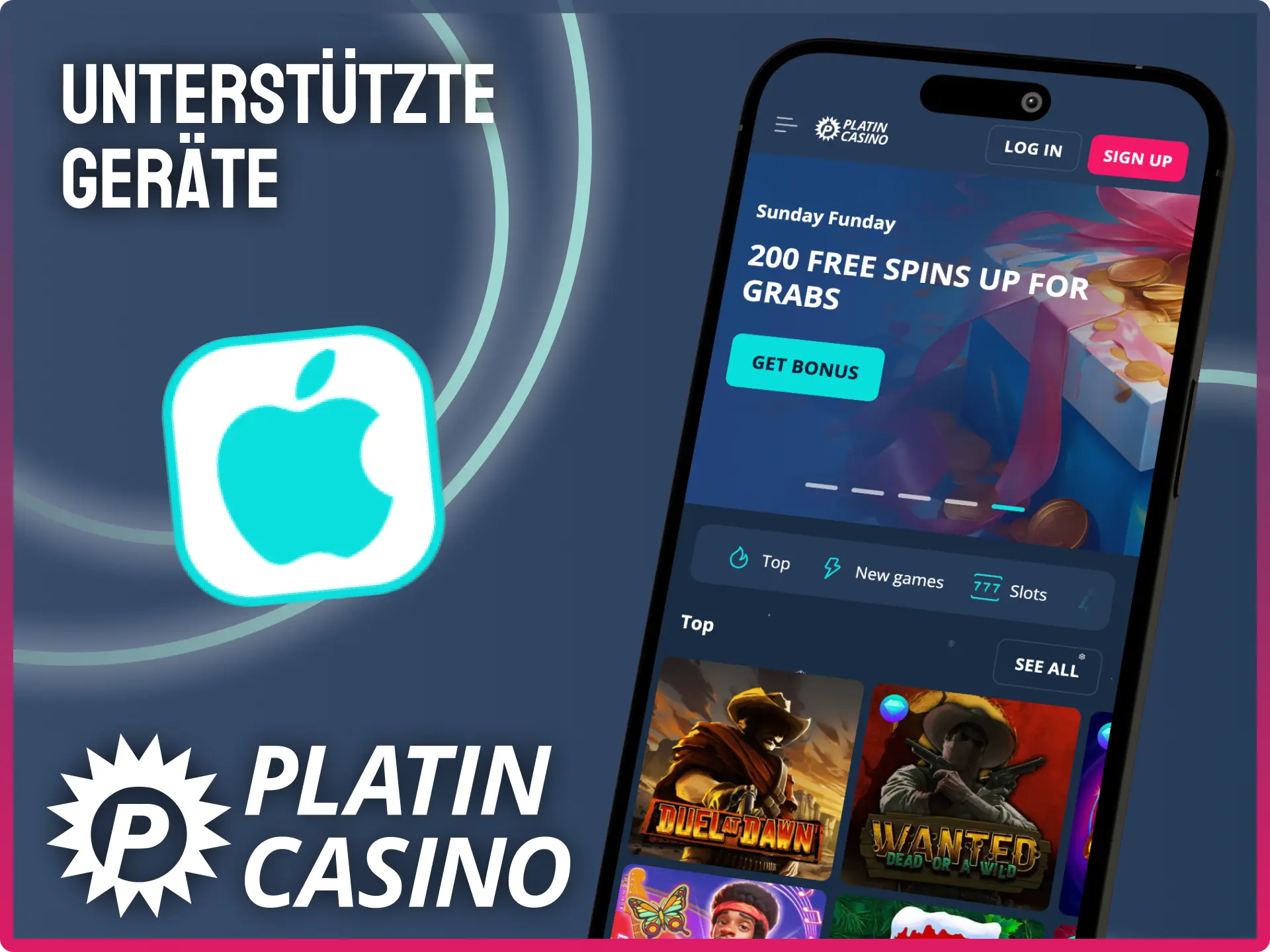 Platin Casino App auf iPhone und iPad verwenden.