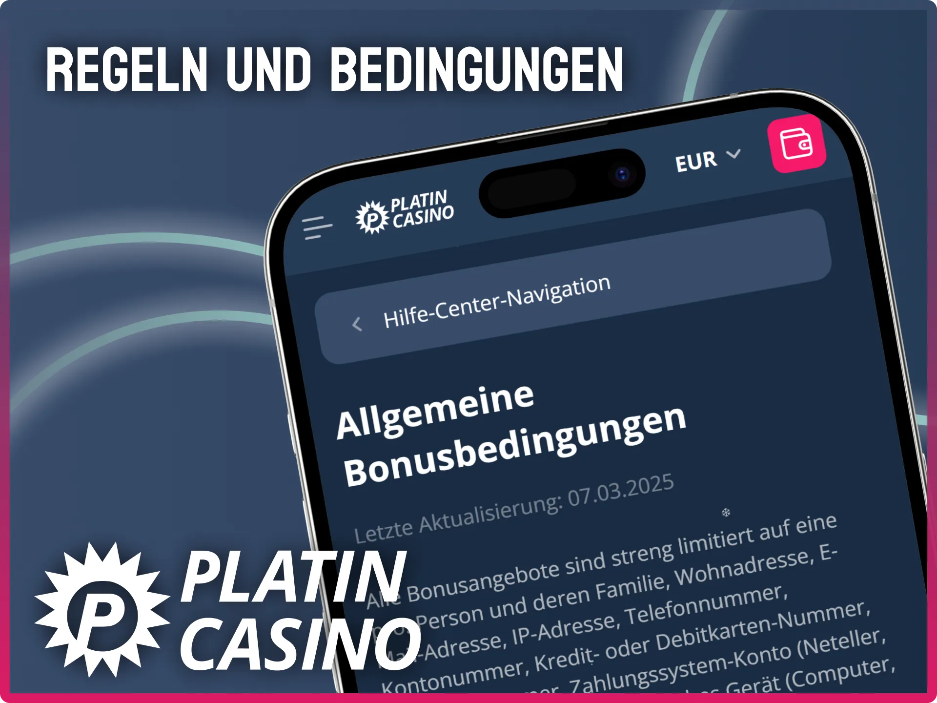 Lies dir die transparenten Regeln und Bedingungen für ein faires Spiel bei Platin Casino durch.