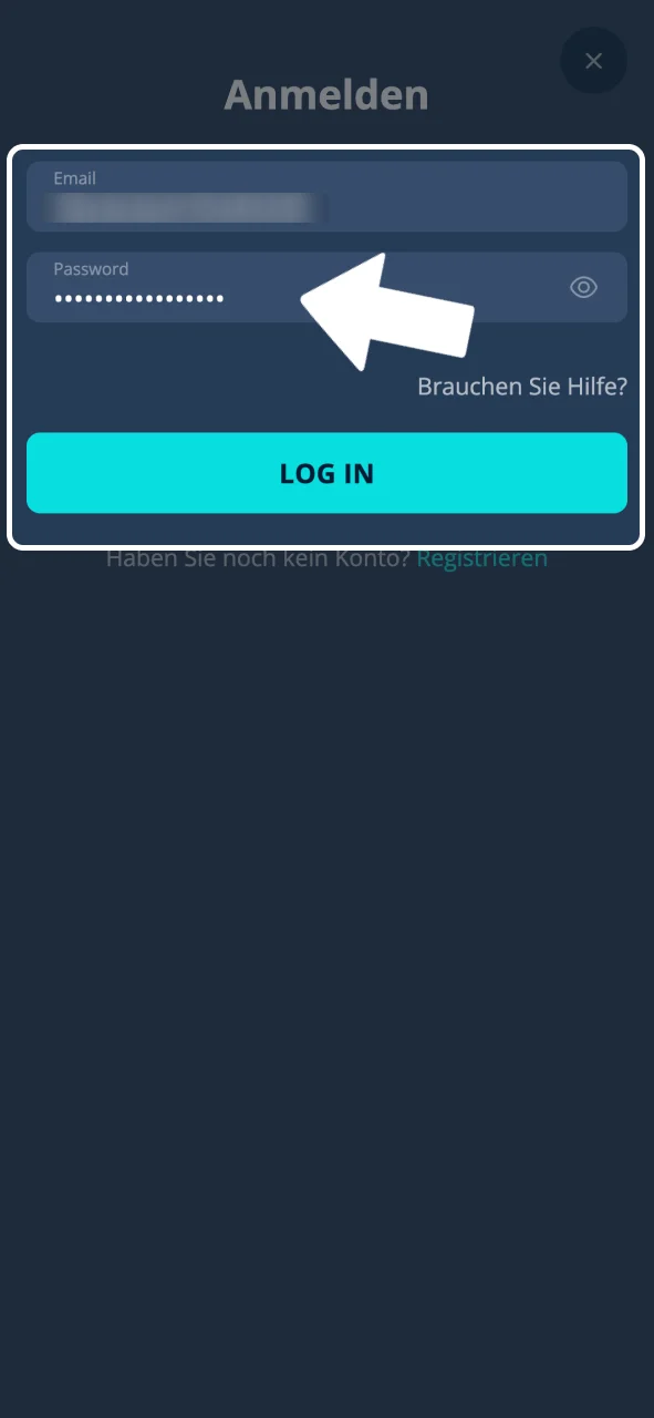 Mit neuer E-Mail und Passwort bei Platin Casino anmelden.