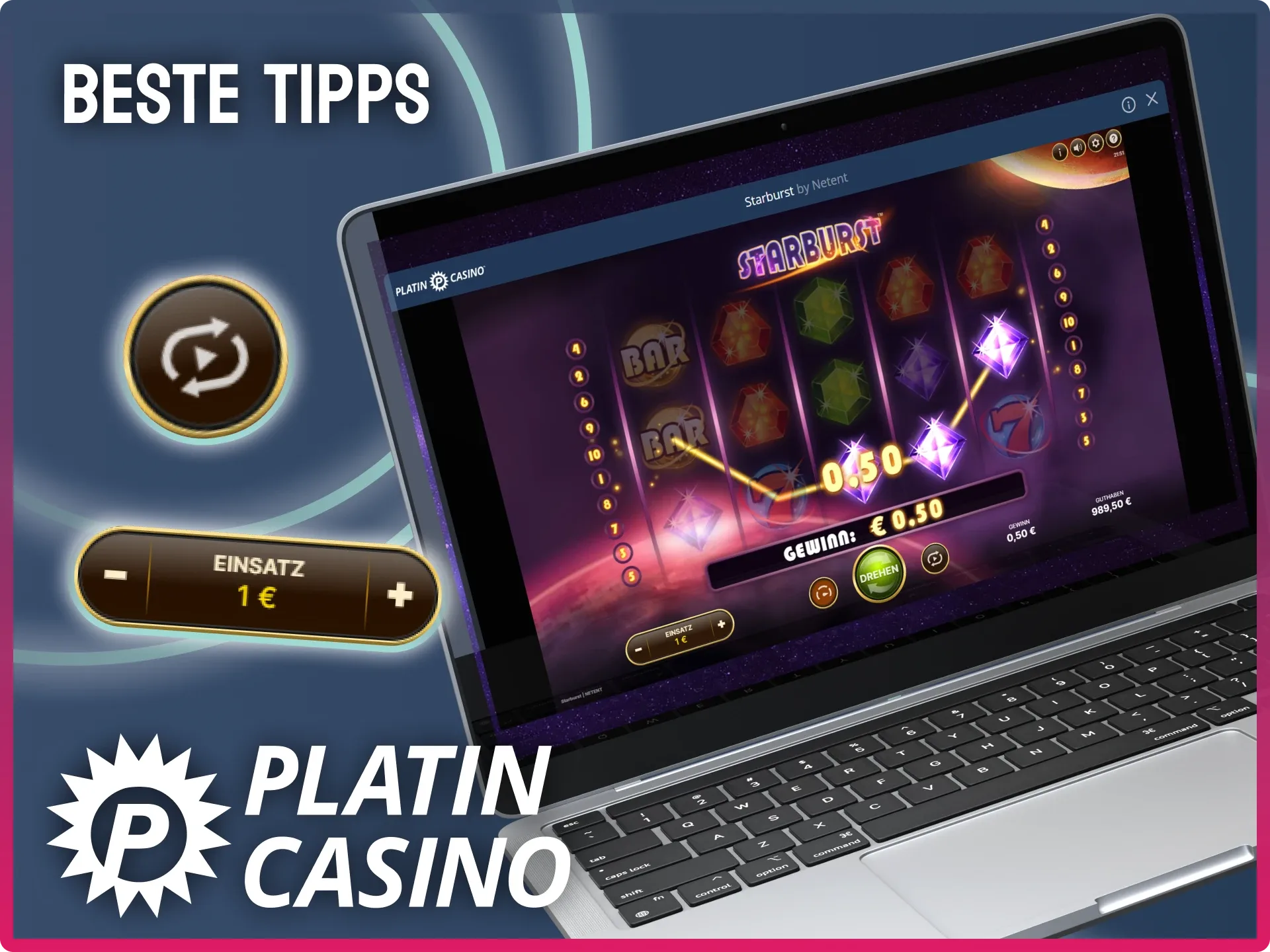 Gewinnen Sie groß im Platin Casino mit den Win-Both-Ways-Linien und den expandierenden Wilds von Starburst.