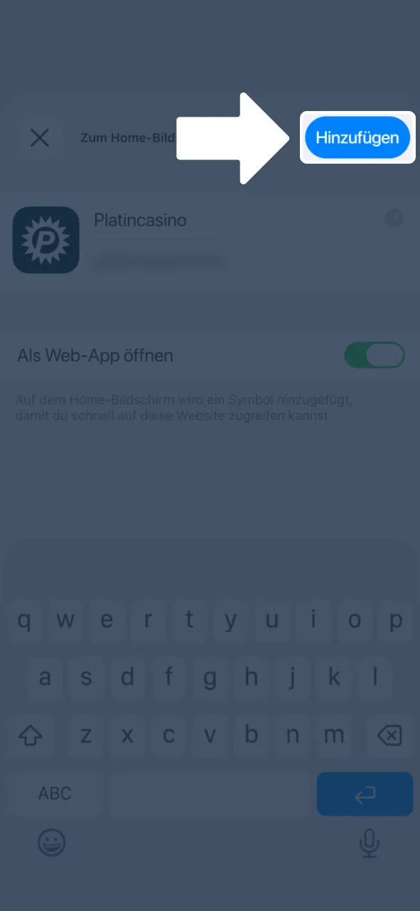 Schließe Installation der Platincasino App ab und starte Anwendung.