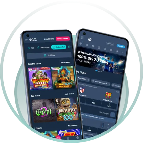 Nutze volle Funktionen der Platincasino App auf mobilen Geräten.