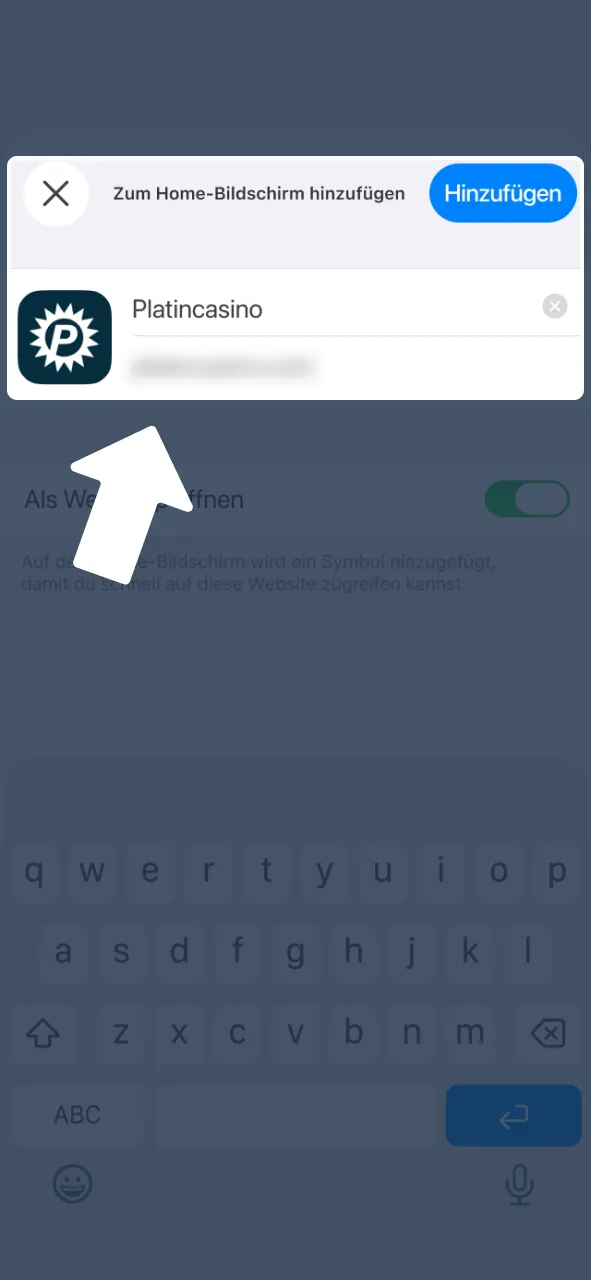 Bestätige Namen von Aviator bei Platincasino und speichere Verknüpfung.
