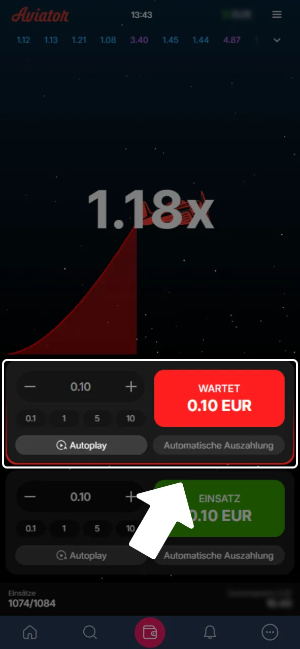 Wähle Ausstieg rechtzeitig in Aviator bei Platincasino für Gewinne.