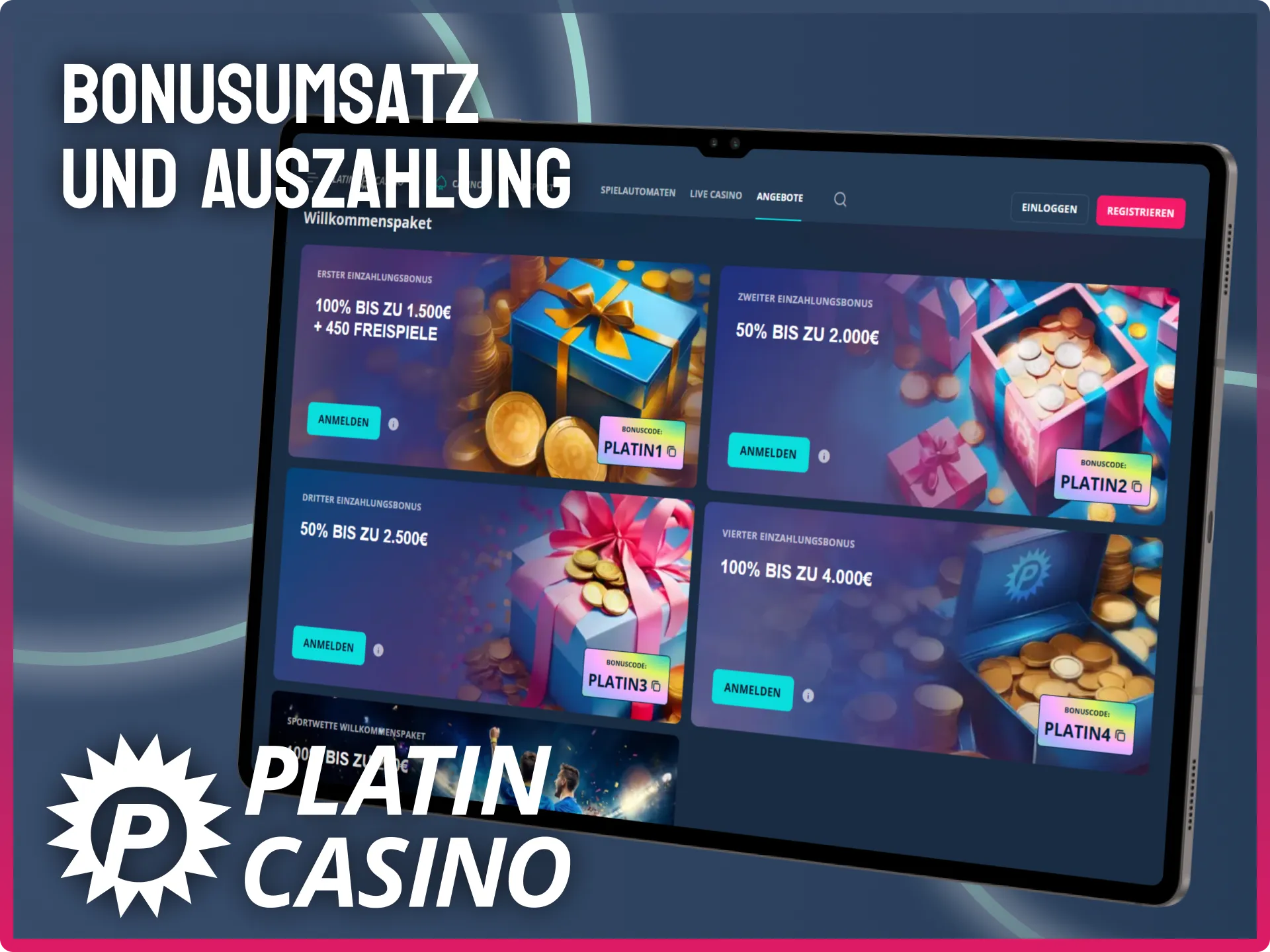 Erfülle Bonusumsatz bei Platincasino und beantrage Auszahlung deiner Gewinne.