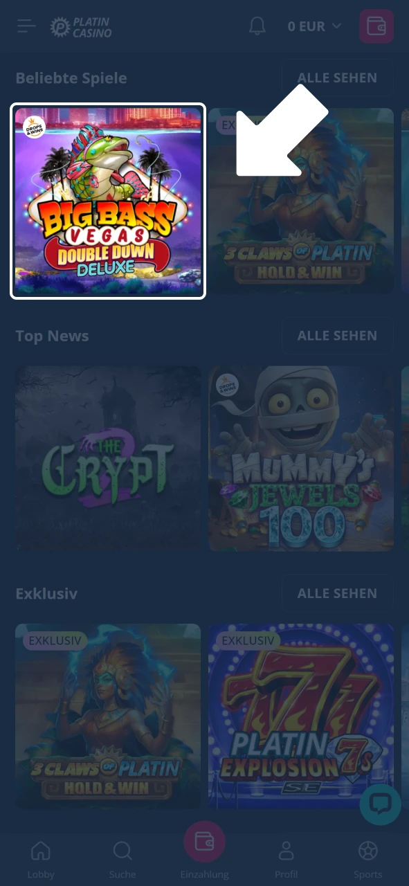 Wähle Spiel bei Platincasino aus und starte sofort zu spielen.