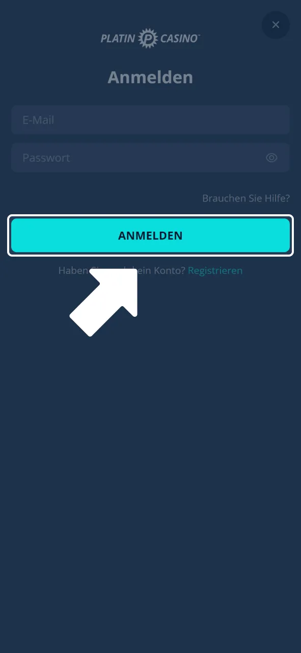 Bestätige Anmeldung bei Platincasino und betrete dein Konto.